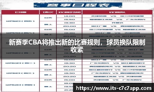 新赛季CBA将推出新的比赛规则，球员换队限制收紧